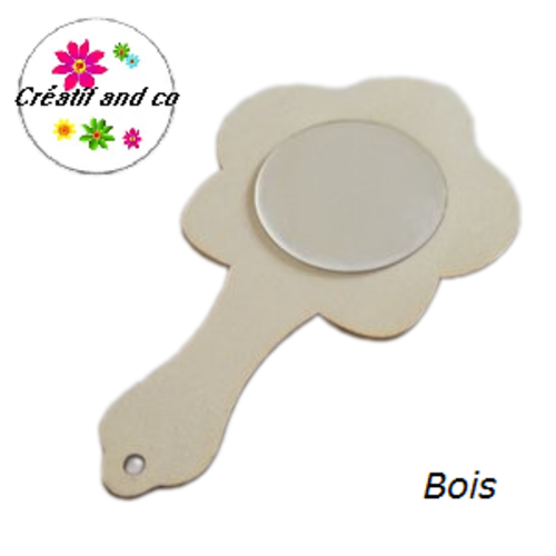 Miroir forme fleur bois brut à customiser