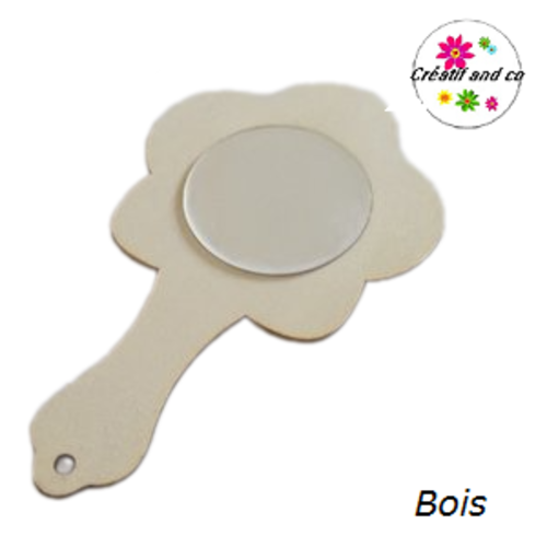 Miroir forme fleur bois brut à customiser