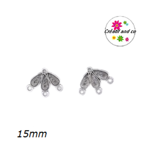 Connecteur métal argenté 15mm