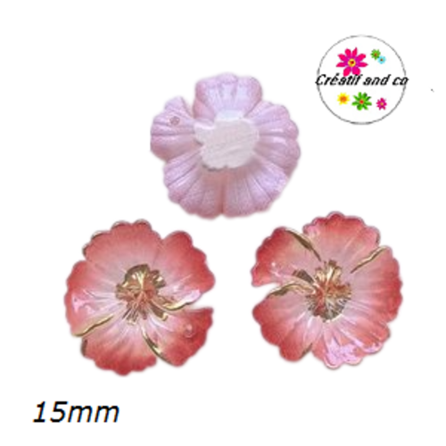 Breloque fleur rouge 15mm