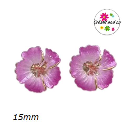 Breloque fleur fuschia 15mm