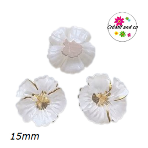 Breloque fleur blanche 15mm