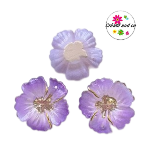 Breloque fleur parme 15mm