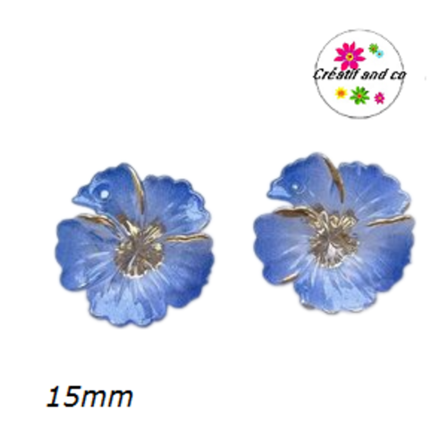 Breloque fleur bleu roi 15mm