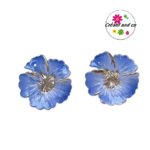 Breloque fleur bleu roi 15mm