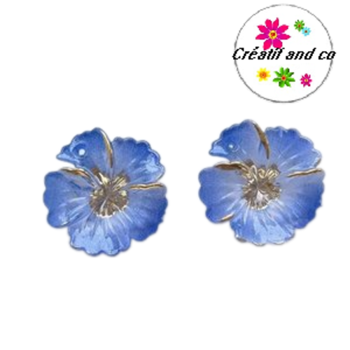 Breloque fleur bleu roi 15mm