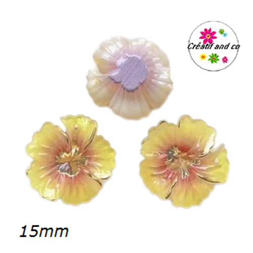 Breloque fleur jaune 15mm