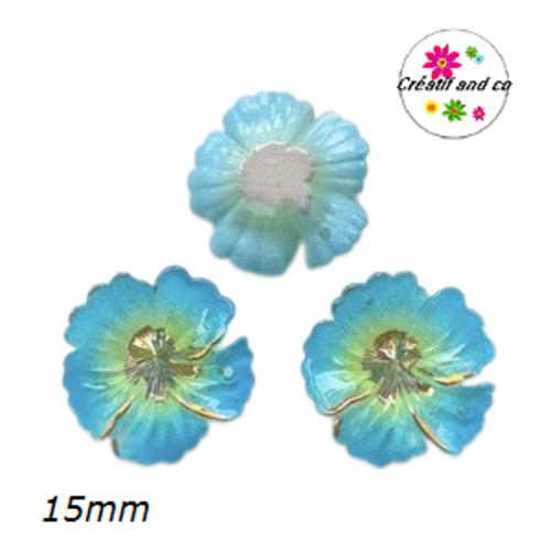 Breloque fleur bleue 15mm