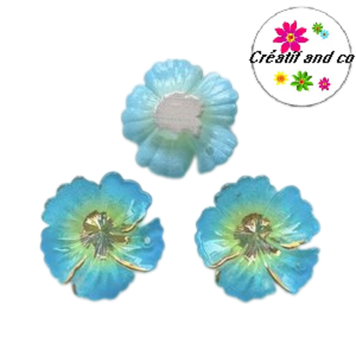 Breloque fleur bleu 15mm
