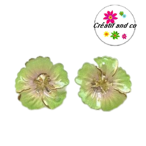 Breloque fleur verte 15mm