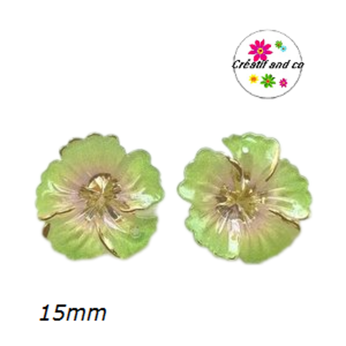 Breloque fleur verte 15mm