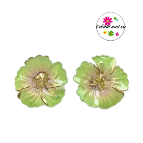 Breloque fleur verte 15mm