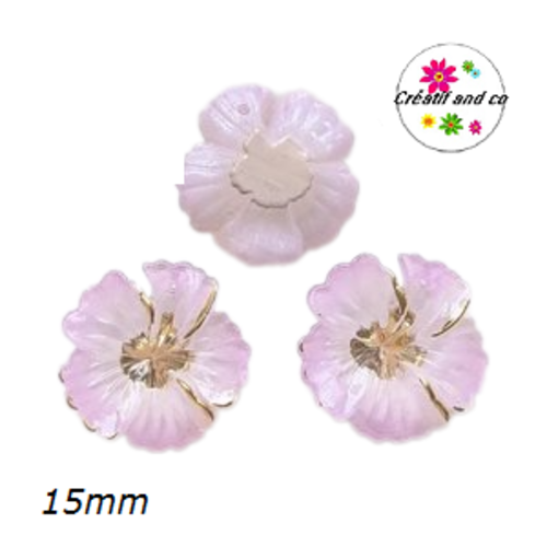 Breloque fleur rose 15mm