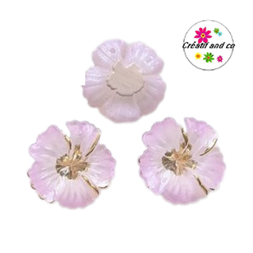 Breloque fleur rose 15mm