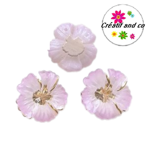 Breloque fleur rose 15mm