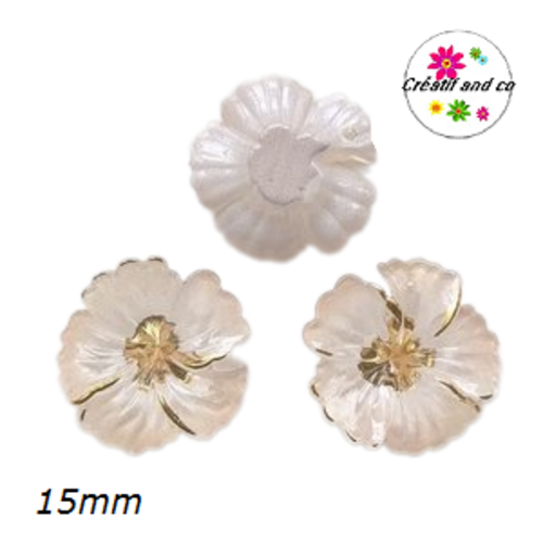 Breloque fleur beige 15mm
