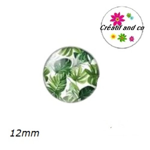 X2 cabochons feuille tropicale 12mm
