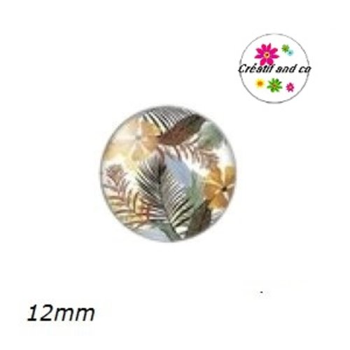 X2 cabochons feuille tropicale 12mm