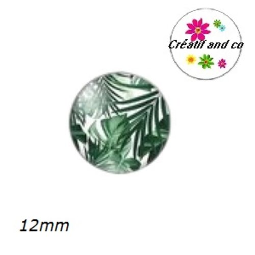 X2 cabochons feuille tropicale 12mm