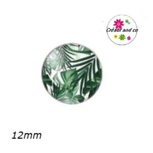 X2 cabochons feuille tropicale 12mm