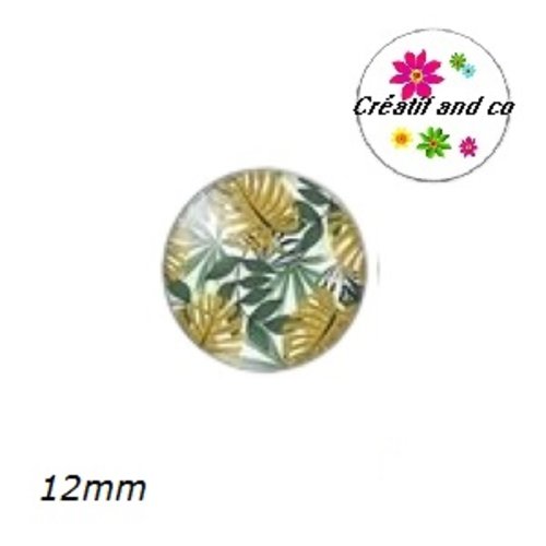 X2 cabochons feuille tropicale 12mm