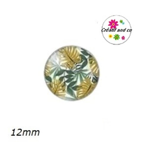 X2 cabochons feuille tropicale 12mm
