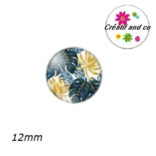 X2 cabochons feuille tropicale 12mm
