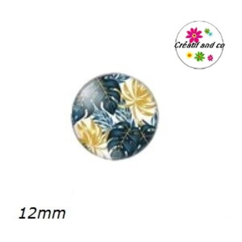 X2 cabochons feuille tropicale 12mm