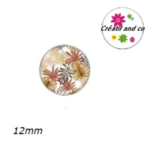 X2 cabochons feuille tropicale 12mm