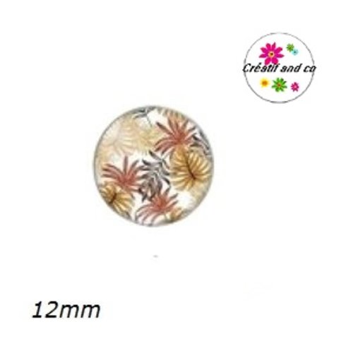 X2 cabochons feuille tropicale 12mm