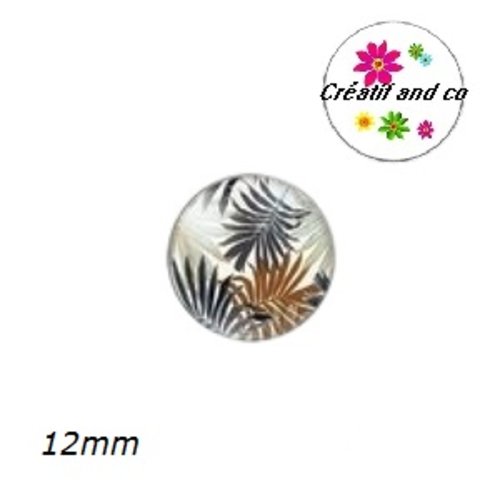 X2 cabochons feuille tropicale 12mm