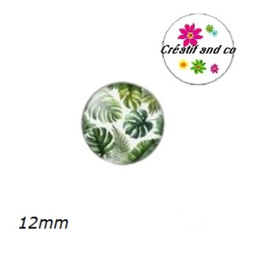 X2 cabochons feuille tropicale 12mm