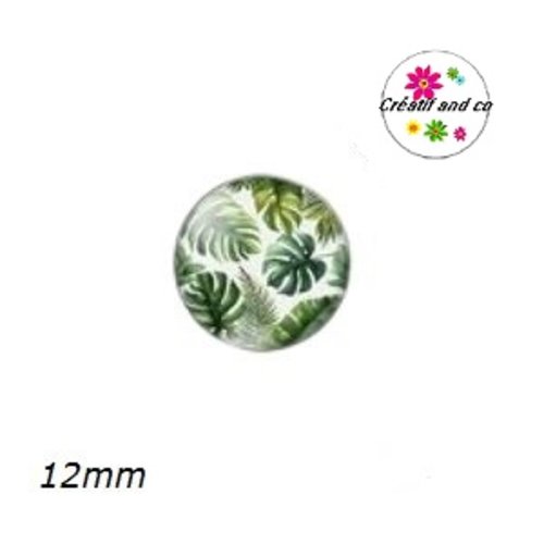 X2 cabochons feuille tropicale 12mm