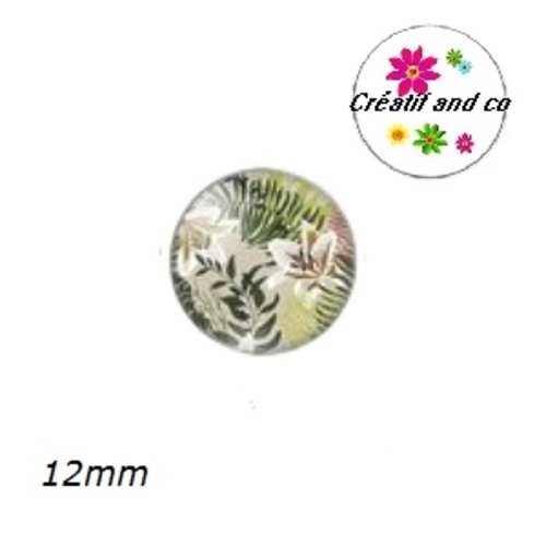 X2 cabochons feuille tropicale 12mm