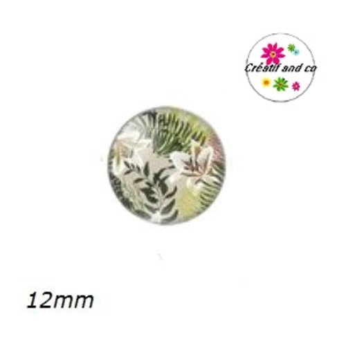X2 cabochons feuille tropicale 12mm