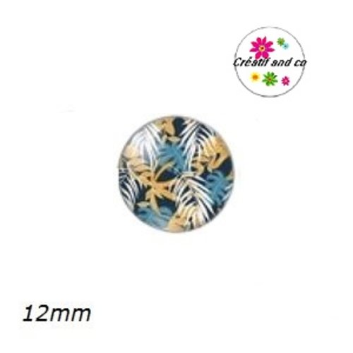 X2 cabochons feuille tropicale 12mm