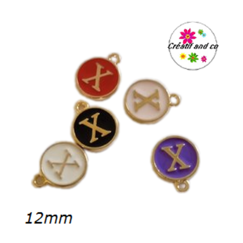 Breloque médaillon lettre alphabet x