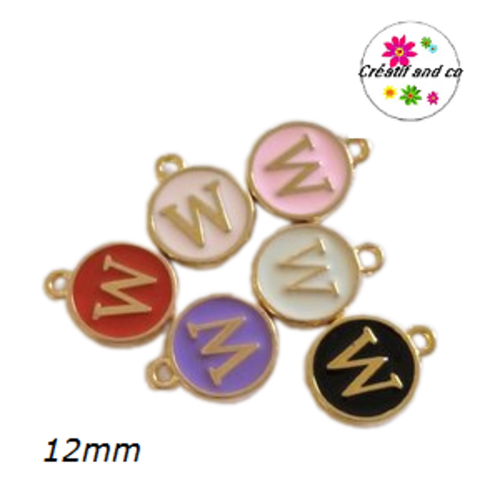 Breloque médaillon lettre alphabet w
