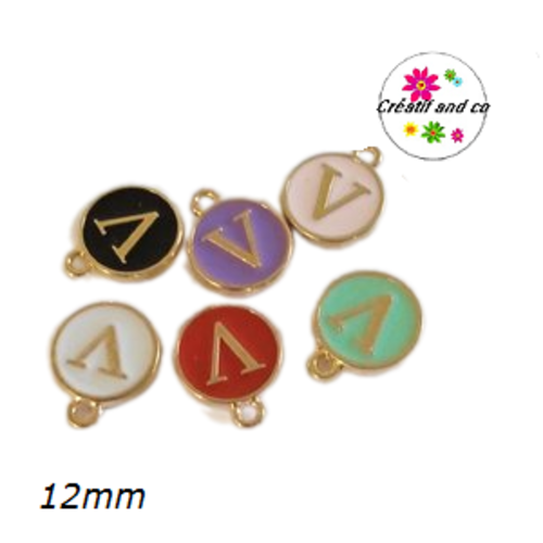 Breloque médaillon lettre alphabet v