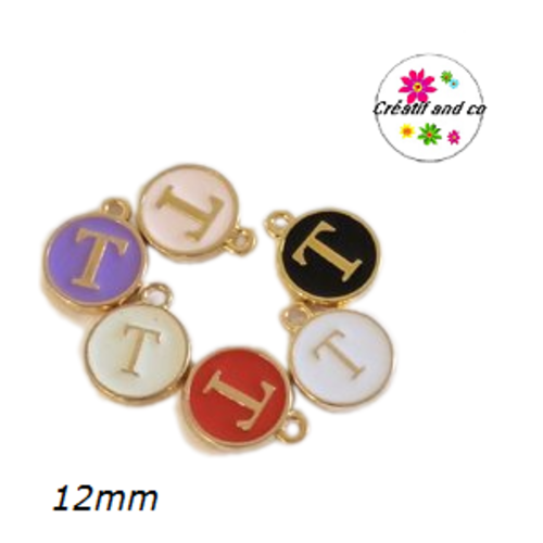 Breloque médaillon lettre alphabet t
