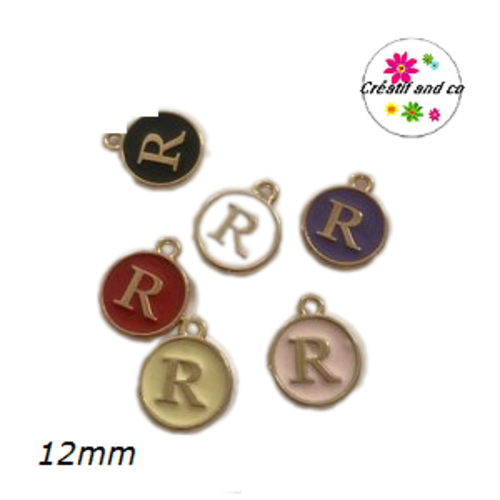 Breloque médaillon lettre alphabet r