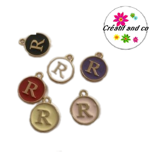 Breloque médaillon  lettre alphabet r