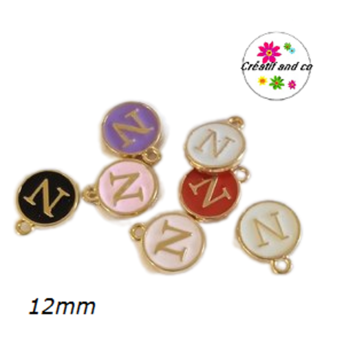 Breloque médaillon lettre alphabet n