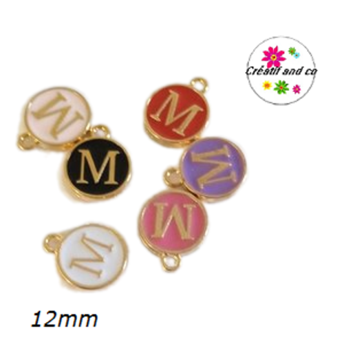 Breloque médaillon lettre alphabet m