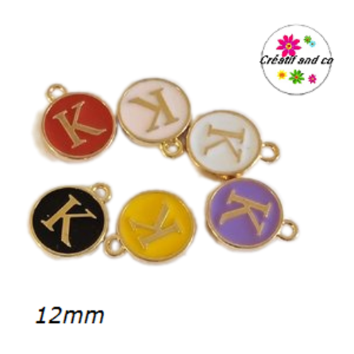 Breloque médaillon lettre alphabet k