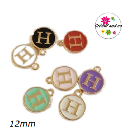 Breloque médaillon lettre alphabet h