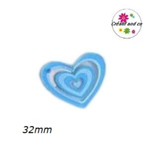Breloque pendentif coeur bleu 32mm