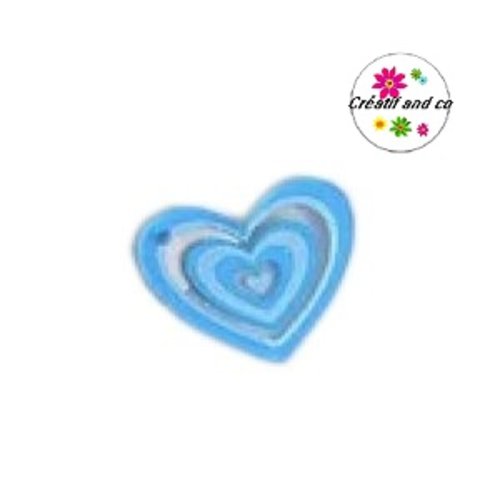 Breloque pendentif coeur bleu 32mm