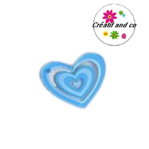 Breloque pendentif coeur bleu 32mm