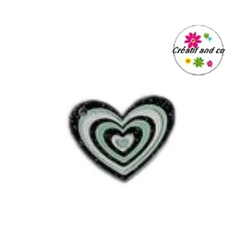 Breloque pendentif coeur noir 32mm